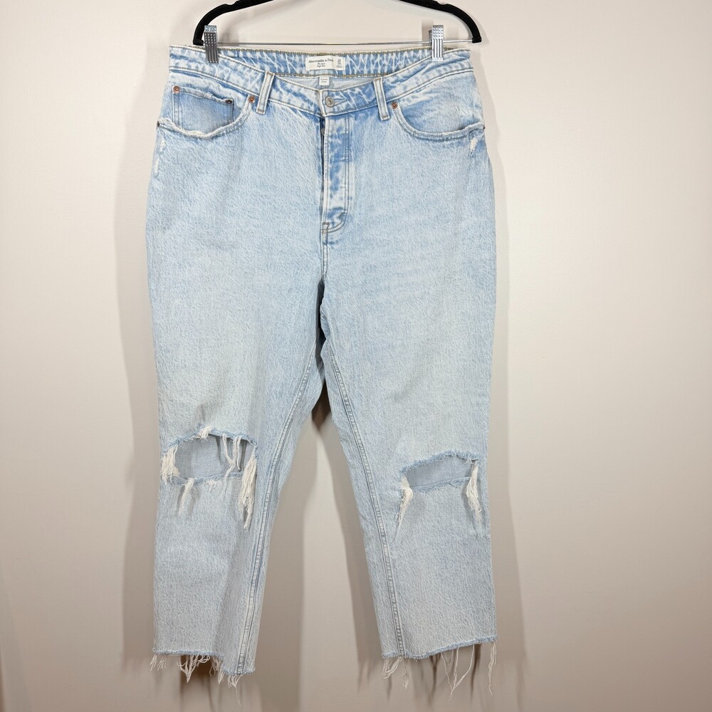 Abercrombie & Fitch The Dad High Rise Curve‎ Love Ripped Jeans Plus Size 14R 32